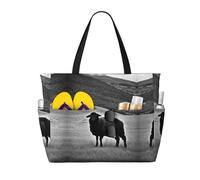 HDSKFNS Cute Sheep Lamb Print Each Travel Bag Large Capacity Tote Bags Foldable Pool Bag Zipper Handbags Vacation