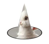 HDSKFNS Cute White Rabbit Print Halloween Witch Hat Wizard Hat For Parties Perfect Accessory For Costumes Holiday Party