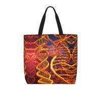 HDSKFNS Dna Chain Photo Print Reusable Tote Bag For Women Grocery Bags Shoulder Bag With Zipper Work Travel Shopping
