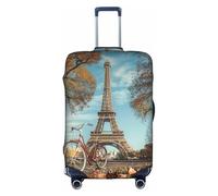 HDSKFNS Eiffel Tower Bike Print Suitcase Covers For Luggage Suitcase Cover Travel Luggage Cover Fits 18-32 Inch Suitcases, White, S
