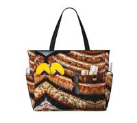HDSKFNS Fast Food Print Each Travel Bag Large Capacity Tote Bags Foldable Pool Bag Zipper Handbags Vacation