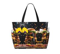 HDSKFNS Fast Food Print Each Travel Bag Large Capacity Tote Bags Foldable Pool Bag Zipper Handbags Vacation