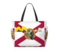 HDSKFNS Florida State Flag Print Each Travel Bag Large Capacity Tote Bags Foldable Pool Bag Zipper Handbags Vacation