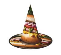 HDSKFNS Food Pattern Funny Print Halloween Witch Hat Wizard Hat For Parties Perfect Accessory For Costumes Holiday Party