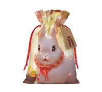 HDSKFNS Fun Easter Rabbit Xmas Burlap Bag Christmas Drawstring Bag Holiday New Year Party Home Office Packaging