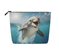 HDSKFNS Funny Animal Dolphin Print Cosmetic Bag Makeup Bag For Women Travel Makeup Bag With Zipper Ideal For Daily Use Travel