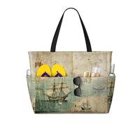 HDSKFNS Greece Map Print Each Travel Bag Large Capacity Tote Bags Foldable Pool Bag Zipper Handbags Vacation