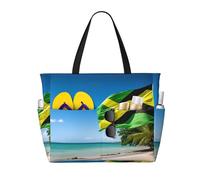 HDSKFNS Jamaica Flag Print Each Travel Bag Large Capacity Tote Bags Foldable Pool Bag Zipper Handbags Vacation