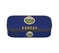 HDSKFNS Kansas State Flag Print Pencil Case-Pencil Bag Artists' Pens,Pencils Marker Box Large Capacity Perfect Work Travel