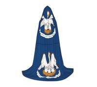 HDSKFNS Louisiana State Flag Print Halloween Hooded Cloak Masquerade Cosplay Costume Unisex Witch Robe Cloak with Hood Cape, Black, S