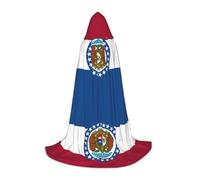 HDSKFNS Missouri State Flag Print Halloween Hooded Cloak Masquerade Cosplay Costume Unisex Witch Robe Cloak with Hood Cape, Black, S
