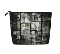 HDSKFNS Mosaic Black Shadow Print Cosmetic Bag Makeup Bag For Women Travel Makeup Bag With Zipper Ideal For Daily Use Travel, Black, One Size