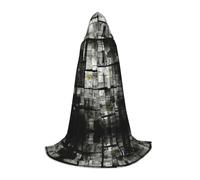 HDSKFNS Mosaic Black Shadow Print Halloween Hooded Cloak Masquerade Cosplay Costume Unisex Witch Robe Cloak with Hood Cape, Black, S
