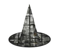 HDSKFNS Mosaic Black Shadow Print Halloween Witch Hat Wizard Hat For Parties Perfect Accessory For Costumes Holiday Party