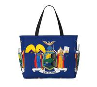 HDSKFNS New York State Flag Print Each Travel Bag Large Capacity Tote Bags Foldable Pool Bag Zipper Handbags Vacation
