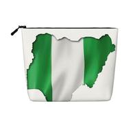 HDSKFNS Nigeria Flag Map Print Cosmetic Bag Makeup Bag For Women Travel Makeup Bag With Zipper Ideal For Daily Use Travel, Black, One Size