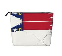 HDSKFNS North Carolina State Flag Map Print Cosmetic Bag Makeup Bag For Women Travel Makeup Bag With Zipper Ideal For Daily Use Travel