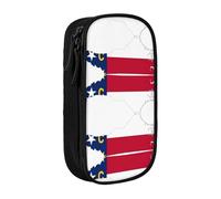 HDSKFNS North Carolina State Flag Map Print Cute Pencil Case Large Capacity Pencil Pouch Zipper Pencils Box Oxford Cloth Pen Bag