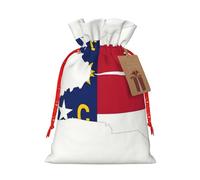 HDSKFNS North Carolina State Flag Map Xmas Burlap Bag Christmas Drawstring Bag Holiday New Year Party Home Office Packaging