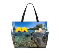 HDSKFNS Ocean Tropical Palm Trees Print Each Travel Bag Large Capacity Tote Bags Foldable Pool Bag Zipper Handbags Vacation