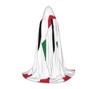 HDSKFNS Palestine Flag Map Print Halloween Hooded Cloak Masquerade Cosplay Costume Unisex Witch Robe Cloak with Hood Cape, Black, S