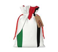 HDSKFNS Palestine Flag Map Xmas Burlap Bag Christmas Drawstring Bag Holiday New Year Party Home Office Packaging
