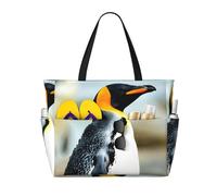 HDSKFNS Penguin Print Each Travel Bag Large Capacity Tote Bags Foldable Pool Bag Zipper Handbags Vacation
