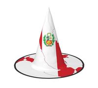 HDSKFNS Peru Flag Map Print Halloween Witch Hat Wizard Hat For Parties Perfect Accessory For Costumes Holiday Party