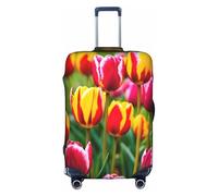 HDSKFNS Pink Tulips Print Suitcase Covers For Luggage Suitcase Cover Travel Luggage Cover Fits 18-32 Inch Suitcases, White, M