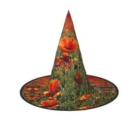 HDSKFNS Poppy Flowers Print Halloween Witch Hat Wizard Hat For Parties Perfect Accessory For Costumes Holiday Party