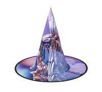 HDSKFNS Purple Dragonfly Print Halloween Witch Hat Wizard Hat For Parties Perfect Accessory For Costumes Holiday Party