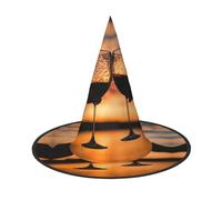 HDSKFNS Red Wine Glass Cheers Print Halloween Witch Hat Wizard Hat For Parties Perfect Accessory For Costumes Holiday Party