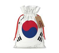 HDSKFNS Republic Of Korea Flag Map Xmas Burlap Bag Christmas Drawstring Bag Holiday New Year Party Home Office Packaging