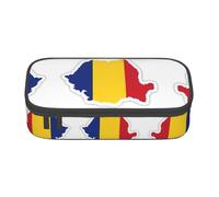 HDSKFNS Romania Flag Map Print Pencil Case-Pencil Bag Artists' Pens,Pencils Marker Box Large Capacity Perfect Work Travel