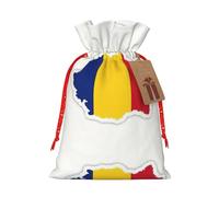 HDSKFNS Romania Flag Map Xmas Burlap Bag Christmas Drawstring Bag Holiday New Year Party Home Office Packaging