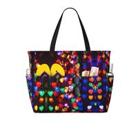 HDSKFNS Romantic Red Heart Print Each Travel Bag Large Capacity Tote Bags Foldable Pool Bag Zipper Handbags Vacation