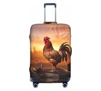HDSKFNS Rooster On Wood In Farmland Print Suitcase Covers For Luggage Suitcase Cover Travel Luggage Cover Fits 18-32 Inch Suitcases, White, L