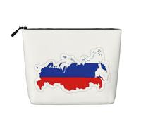 HDSKFNS Russian Flag Map Print Cosmetic Bag Makeup Bag For Women Travel Makeup Bag With Zipper Ideal For Daily Use Travel