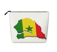 HDSKFNS Senegal Flag Map Print Cosmetic Bag Makeup Bag For Women Travel Makeup Bag With Zipper Ideal For Daily Use Travel