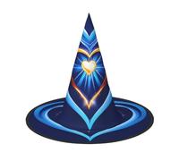 HDSKFNS Sky Blue Heart Print Halloween Witch Hat Wizard Hat For Parties Perfect Accessory For Costumes Holiday Party