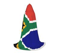 HDSKFNS South African Flag Print Halloween Hooded Cloak Masquerade Cosplay Costume Unisex Witch Robe Cloak with Hood Cape, Black, S