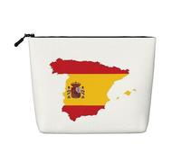 HDSKFNS Spanish Flag Map Print Cosmetic Bag Makeup Bag For Women Travel Makeup Bag With Zipper Ideal For Daily Use Travel