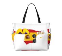 HDSKFNS Spanish Flag Map Print Each Travel Bag Large Capacity Tote Bags Foldable Pool Bag Zipper Handbags Vacation