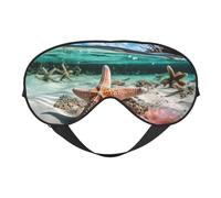 HDSKFNS Starfish And Coral On Beach Print Sleep Mask Silk-Like Eye Mask Sleeping Eye Mask For Women Men For Travel Sleep Relaxation