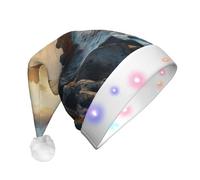 HDSKFNS Stones Blue Sea Ocean Sunrise Mountain Print Christmas Hat For Adult Santa Hats With Led Lights Xmas Hat Headwear Christmas New Year