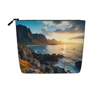 HDSKFNS Stones Blue Sea Ocean Sunrise Mountain Print Cosmetic Bag Makeup Bag For Women Travel Makeup Bag With Zipper Ideal For Daily Use Travel