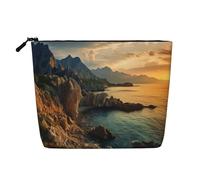 HDSKFNS Stones Blue Sea Ocean Sunrise Mountain Print Cosmetic Bag Makeup Bag For Women Travel Makeup Bag With Zipper Ideal For Daily Use Travel