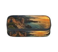 HDSKFNS Stones Blue Sea Ocean Sunrise Mountain Print Pencil Case-Pencil Bag Artists' Pens,Pencils Marker Box Large Capacity Perfect Work Travel