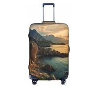 HDSKFNS Stones Blue Sea Ocean Sunrise Mountain Print Suitcase Covers For Luggage Suitcase Cover Travel Luggage Cover Fits 18-32 Inch Suitcases, White, XL