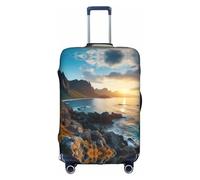 HDSKFNS Stones Blue Sea Ocean Sunrise Mountain Print Suitcase Covers For Luggage Suitcase Cover Travel Luggage Cover Fits 18-32 Inch Suitcases, White, L